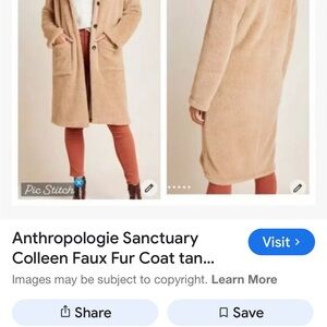 Anthropologie Tan Faux Fur Longline Sweater